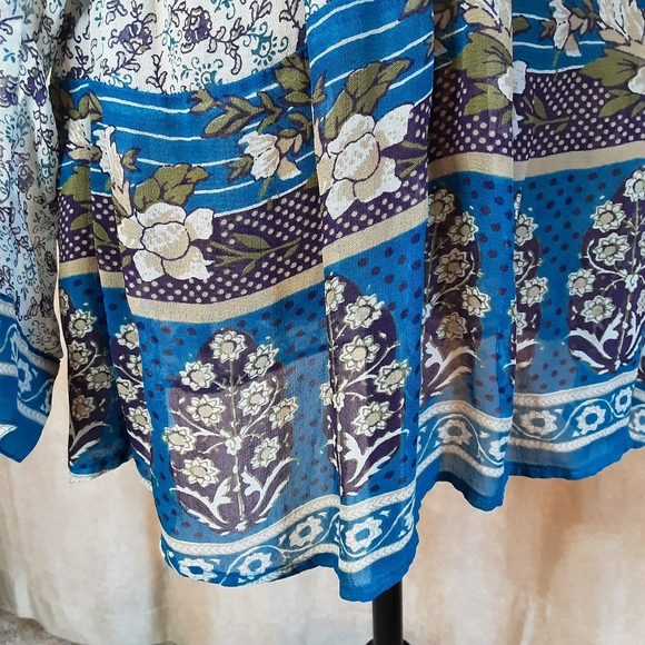 Lucky Brand Women’s Tunic Sheer Buttons Lightweight Peasant Floral - Picture 9 of 11